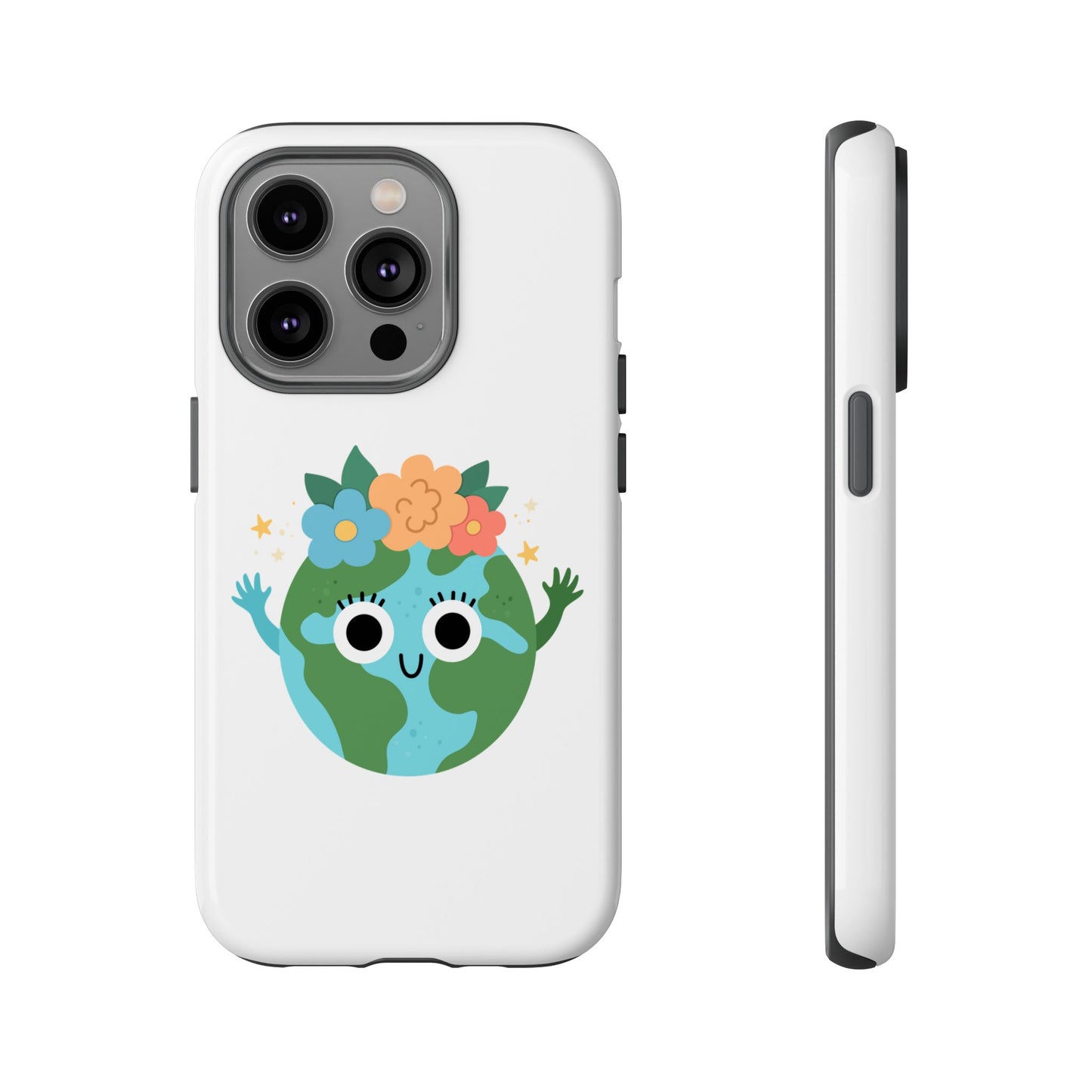 Cute Earth Phone Case, Eco-Friendly Phone Cover, Fun Floral Design, Nature Lovers Accessory, Gift for Earth Day