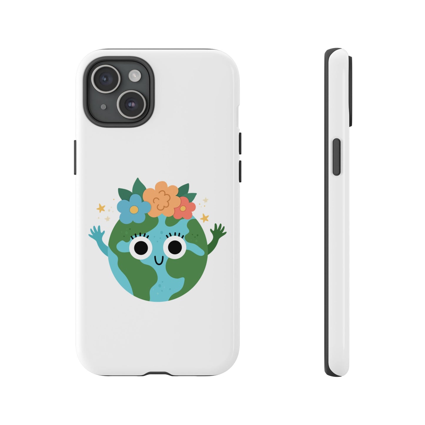 Cute Earth Phone Case, Eco-Friendly Phone Cover, Fun Floral Design, Nature Lovers Accessory, Gift for Earth Day