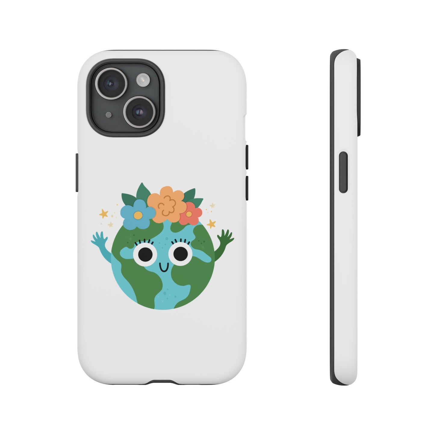 Cute Earth Phone Case, Eco-Friendly Phone Cover, Fun Floral Design, Nature Lovers Accessory, Gift for Earth Day
