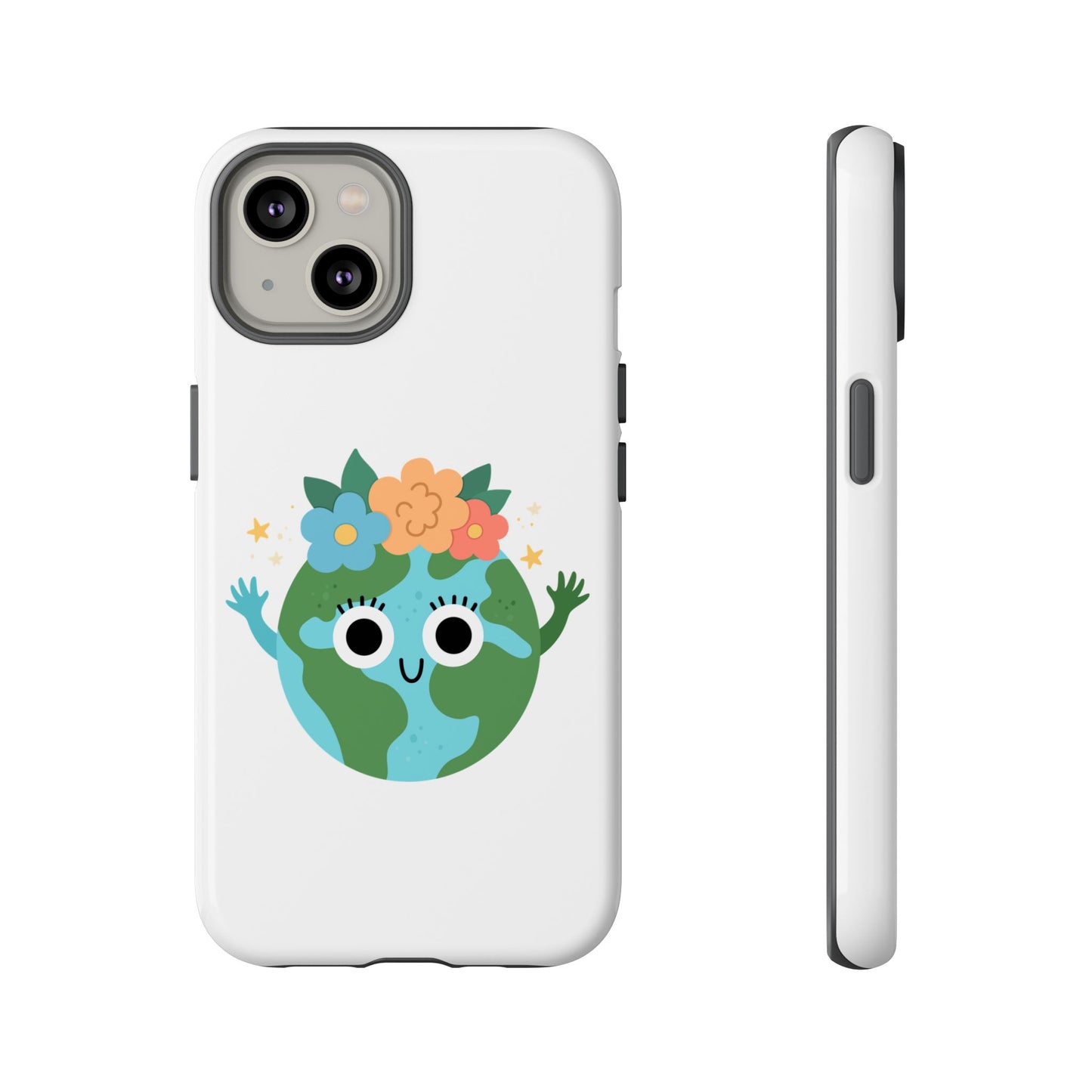 Cute Earth Phone Case, Eco-Friendly Phone Cover, Fun Floral Design, Nature Lovers Accessory, Gift for Earth Day