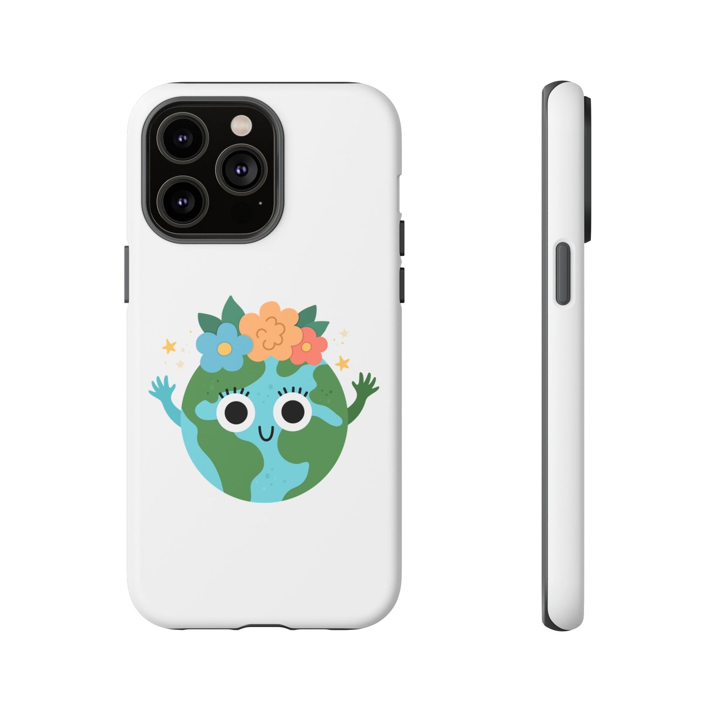 Cute Earth Phone Case, Eco-Friendly Phone Cover, Fun Floral Design, Nature Lovers Accessory, Gift for Earth Day