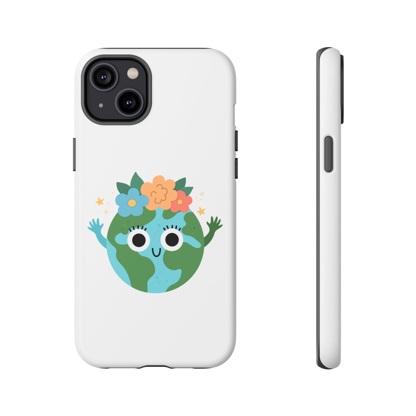 Cute Earth Phone Case, Eco-Friendly Phone Cover, Fun Floral Design, Nature Lovers Accessory, Gift for Earth Day