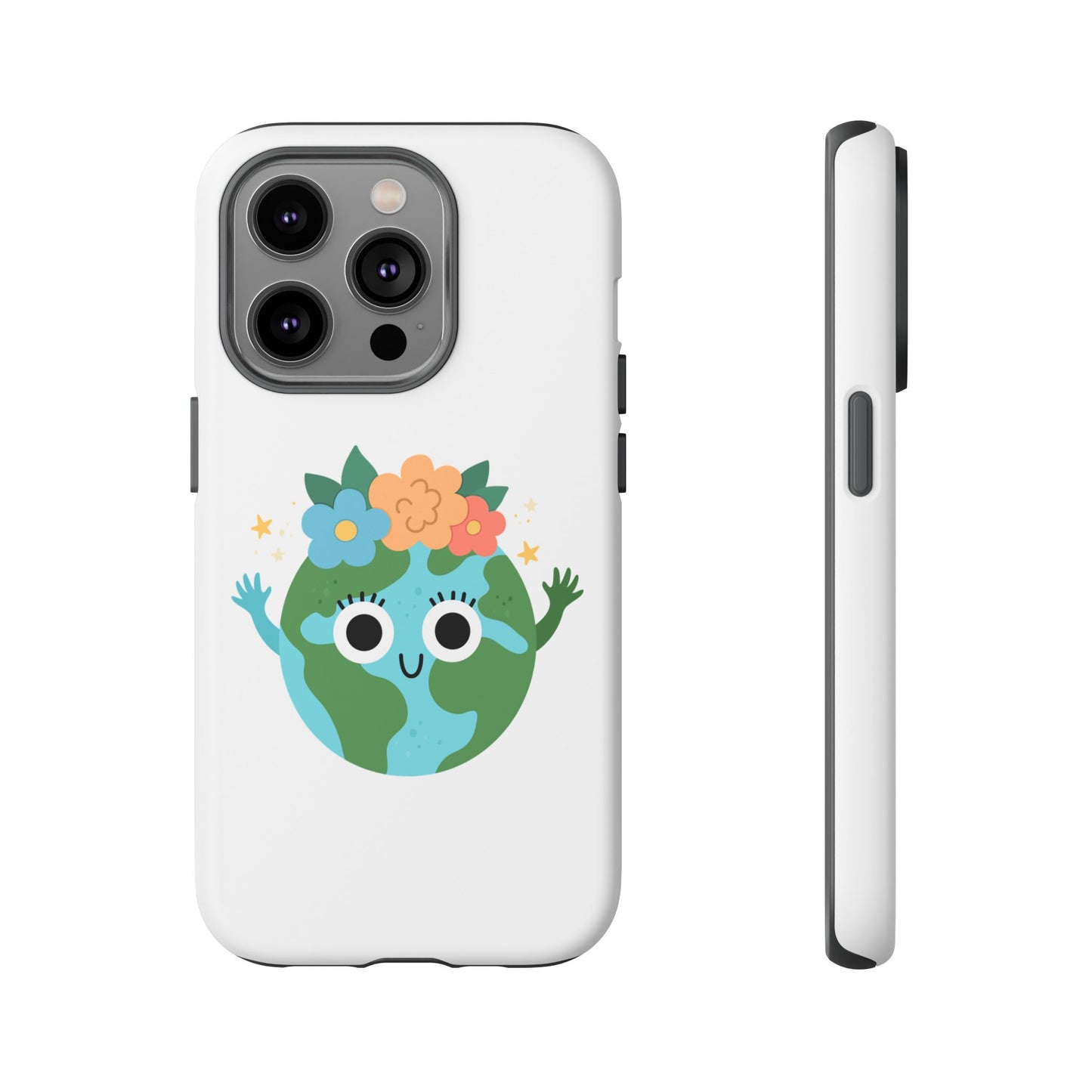 Cute Earth Phone Case, Eco-Friendly Phone Cover, Fun Floral Design, Nature Lovers Accessory, Gift for Earth Day