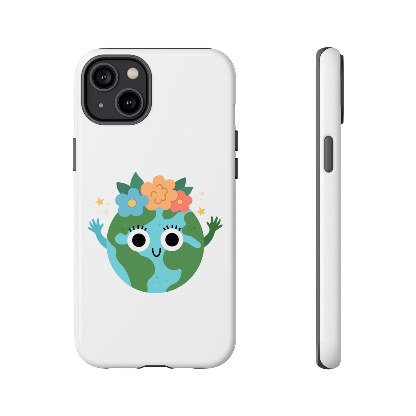 Cute Earth Phone Case, Eco-Friendly Phone Cover, Fun Floral Design, Nature Lovers Accessory, Gift for Earth Day